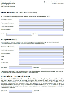 Formular Vereinsbeitritt